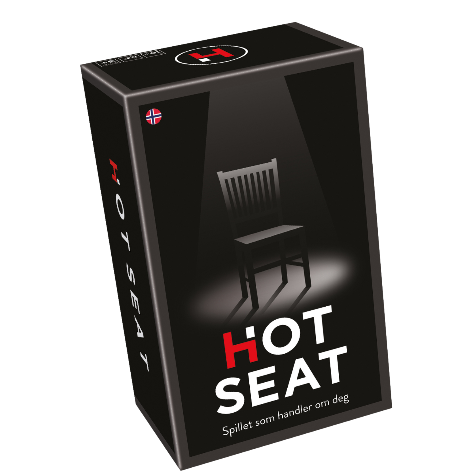 Hot seat spilleske svart med motiv av en opplyst stol